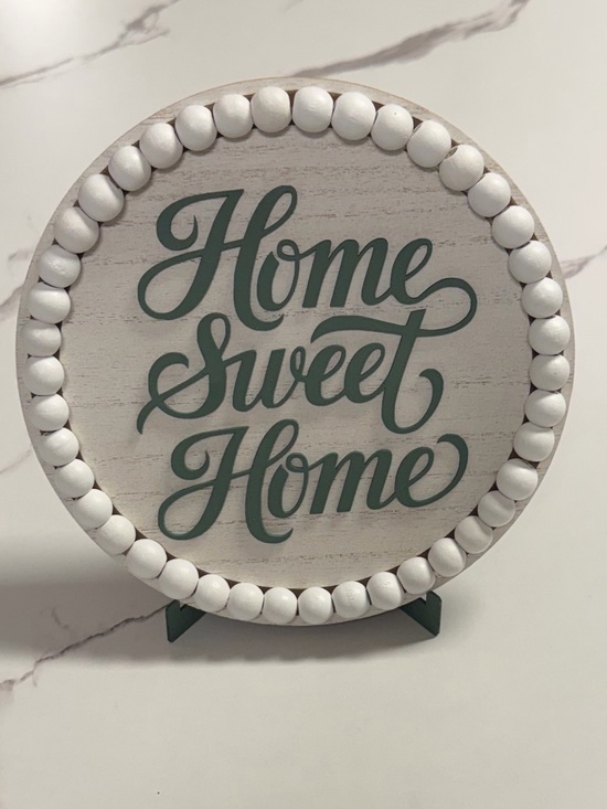 Handmade Other - Home Sweet Home Round Beaded Sign - White and Green